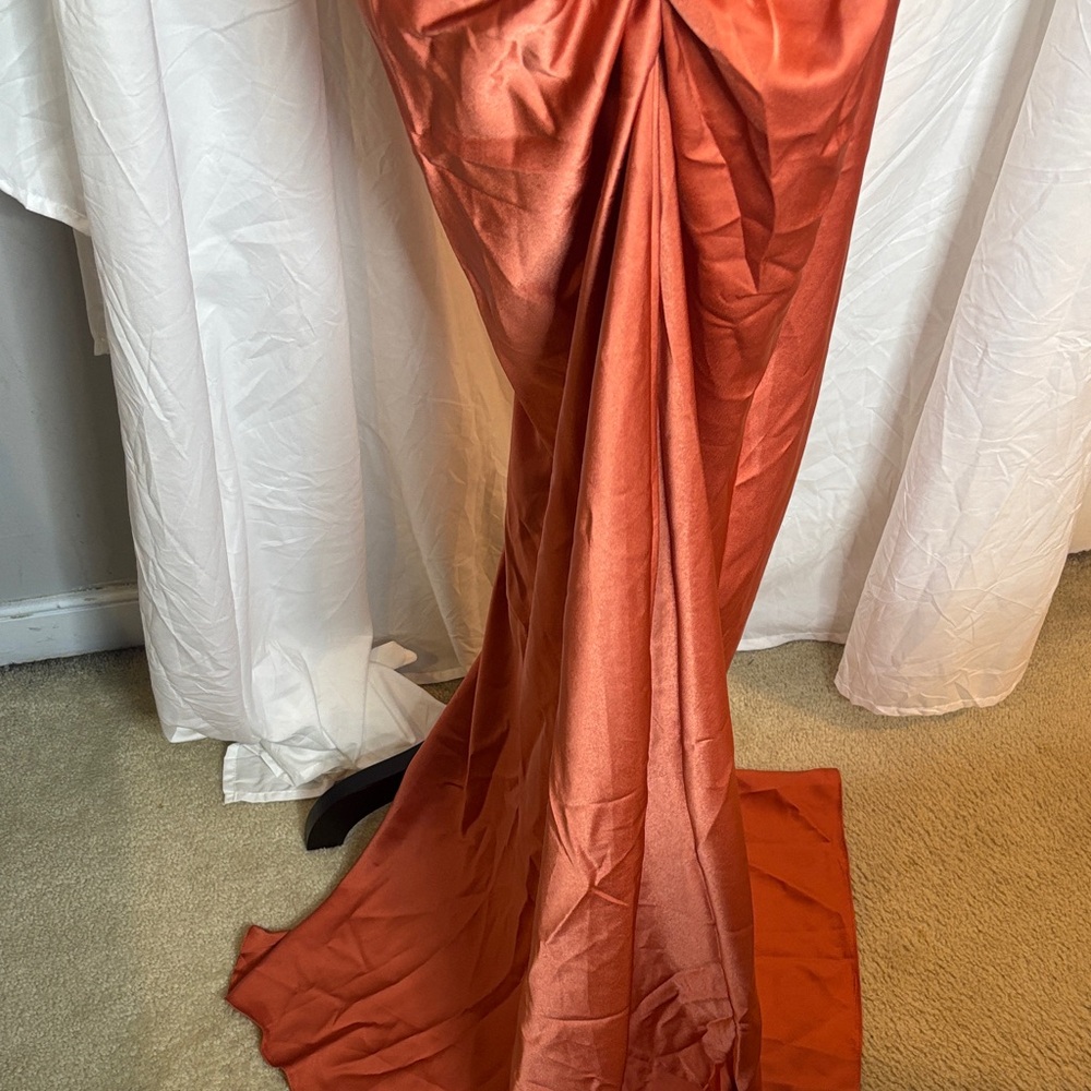 ASOS One Shoulder Dress in Rust Orange - Picture 11 of 11